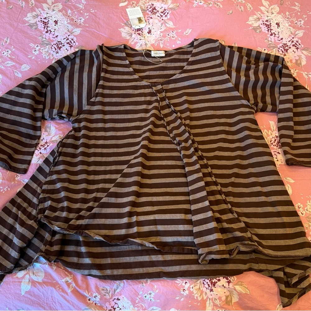 Krista Larson Heather STJ (Striped Cotton Jersey) Billowy Shirt - NWT - OS